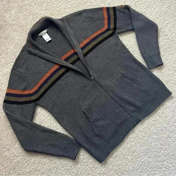 The North Face Sweater Mens Size Large A5 Series Knit Zip-Up Jacket Striped Gray - Picture 8 of 16